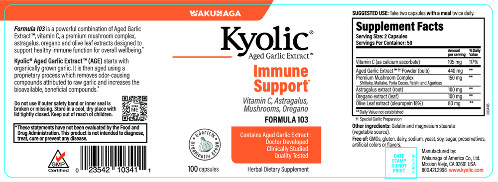 Kyolic Aged Garlic Extract Formula 103 - Immune