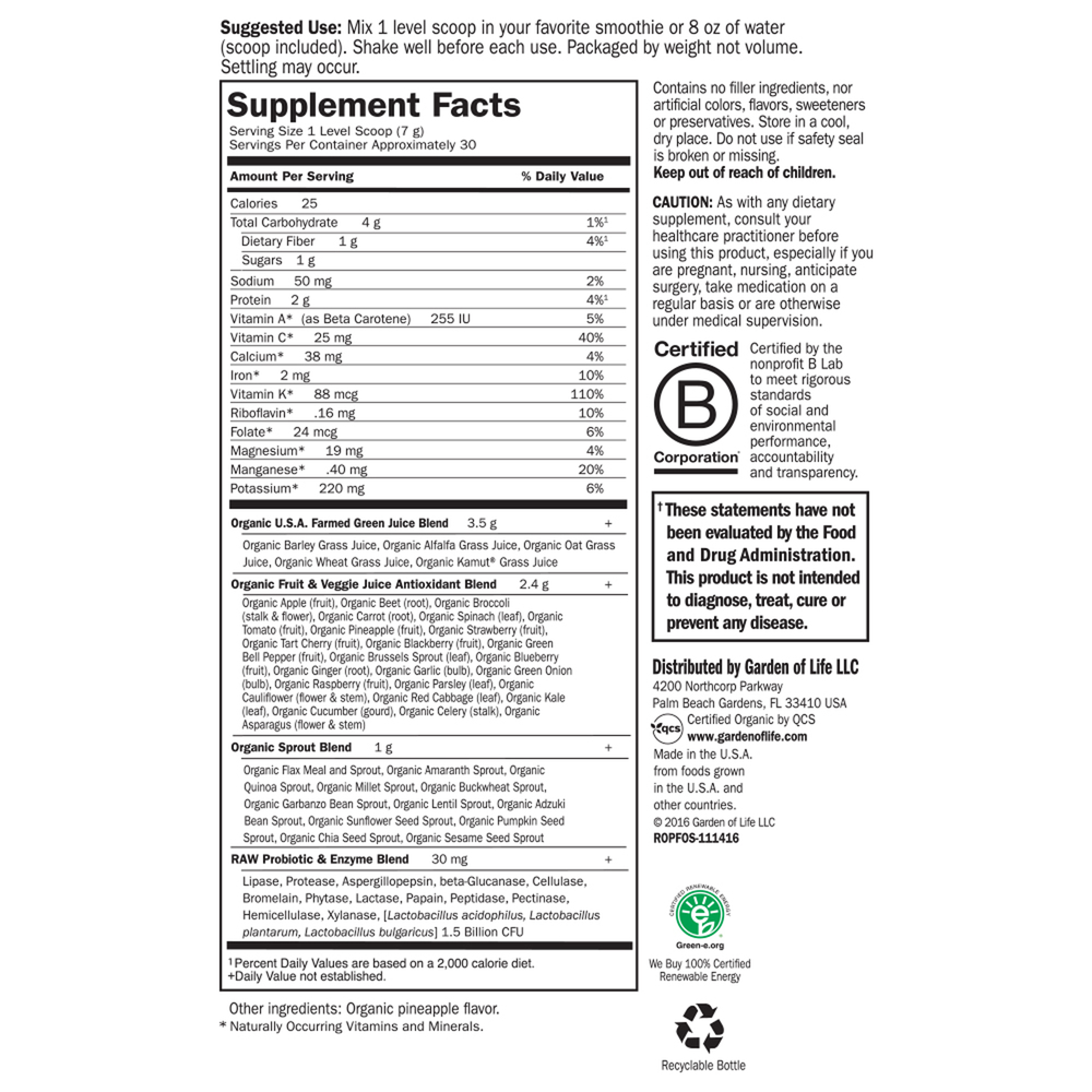 Perfect Food Raw Organic Powder