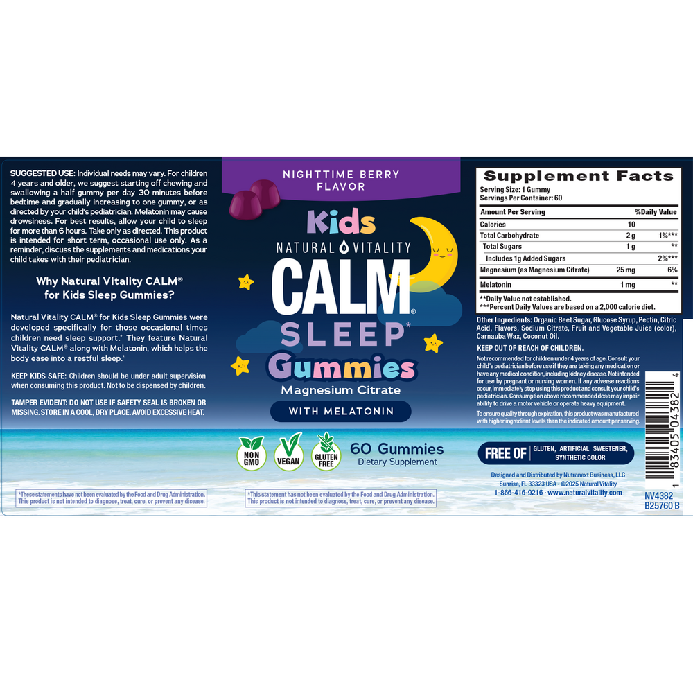 CALM Kids Sleep Gummies Magnesium Citrate with Melatonin, Berry