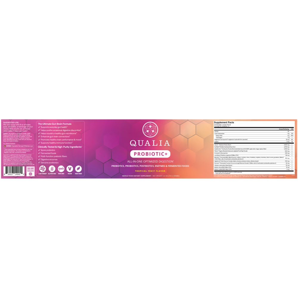 Qualia Probiotic+, Tropical Fruit Flavor