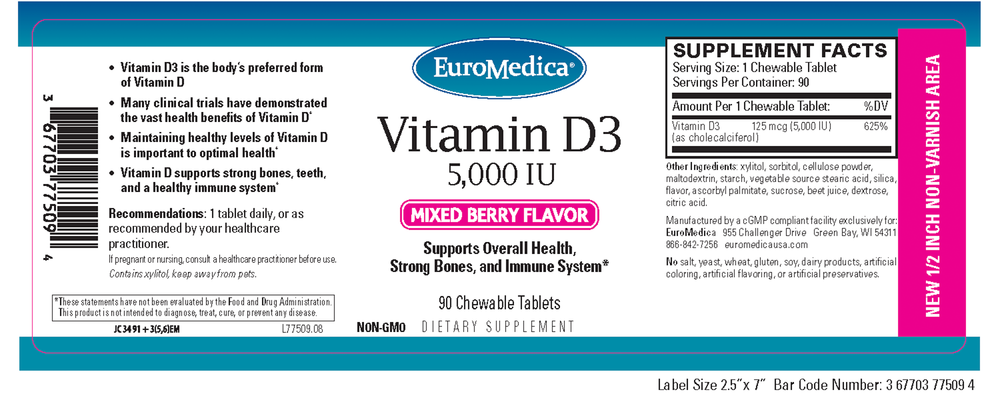 Vitamin D3 - 5,000 IU - Chewable Mixed Berry