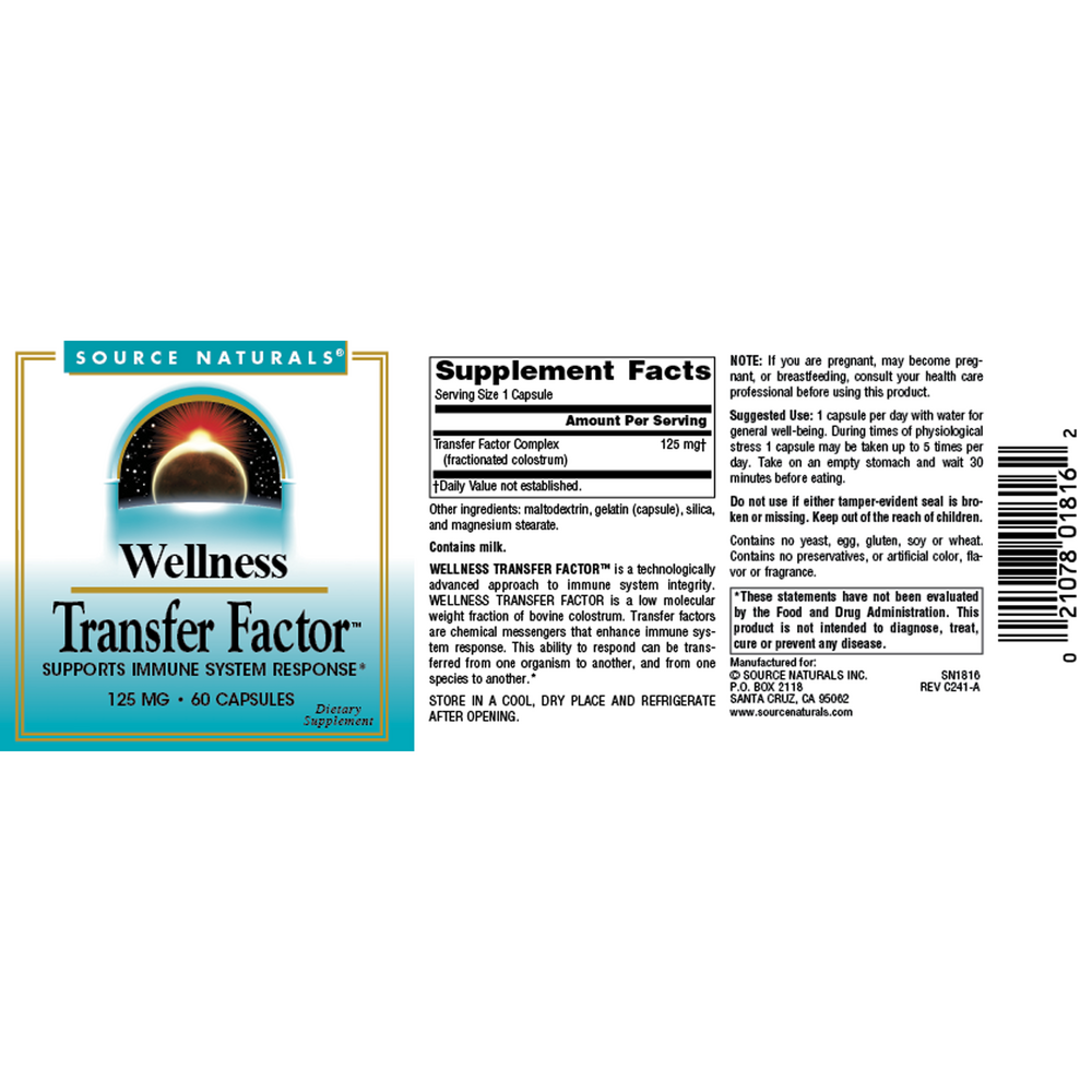Wellness Transfer Factor 125mg