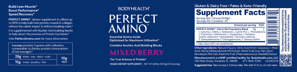 PerfectAmino Powder, Mixed Berry
