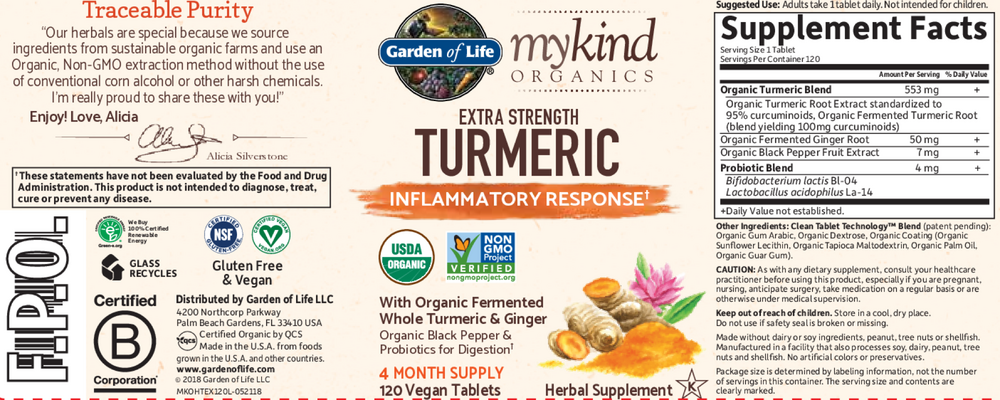 mykind Organics Extra Strength Turmeric Inflammatory Response