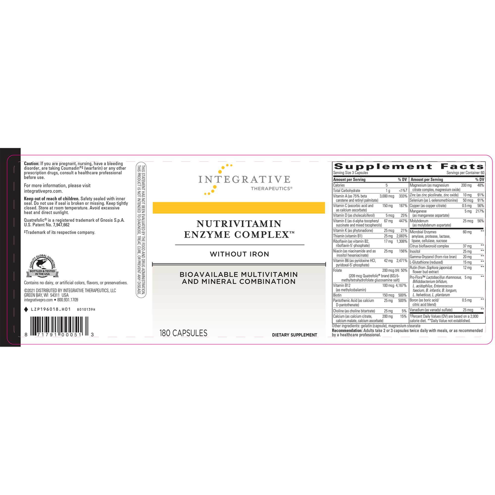 NutriVitamin Enzyme Complex w/o Iron