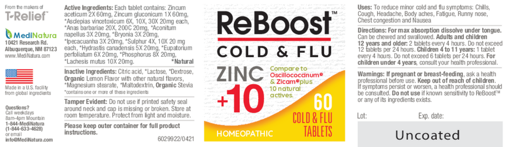 ReBoost Cold & Flu Tablets Zinc +10 Lemon