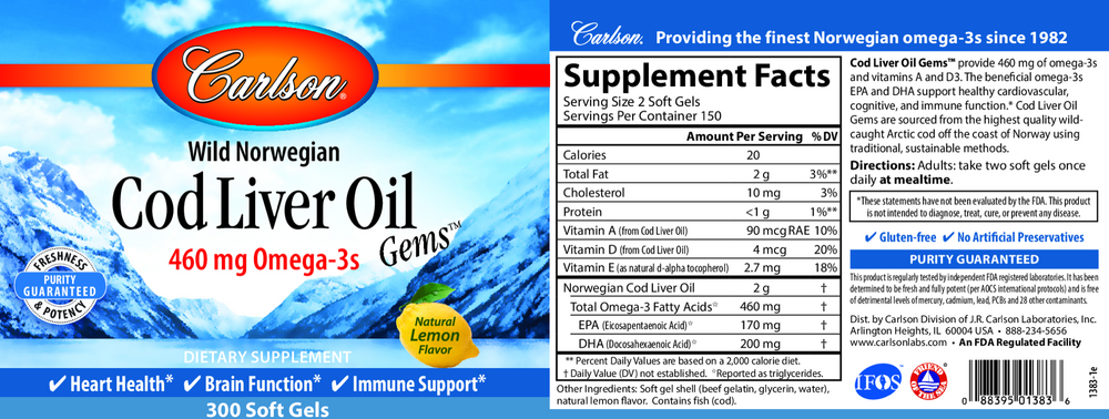 Cod Liver Oil Gems™ 460mg