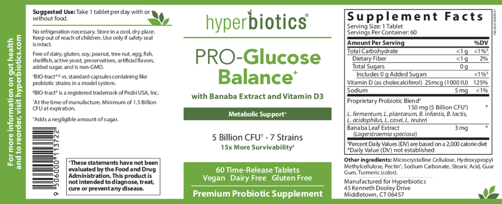Hyperbiotics PRO-Glucose (Sugar) Balance Probiotic