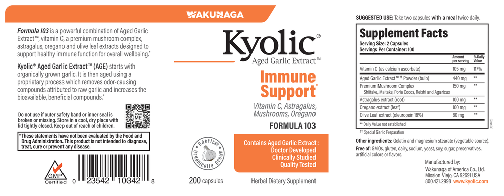 Kyolic Aged Garlic Extract Formula 103 - Immune