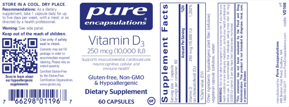Vitamin D3  250mcg (10,000IU)