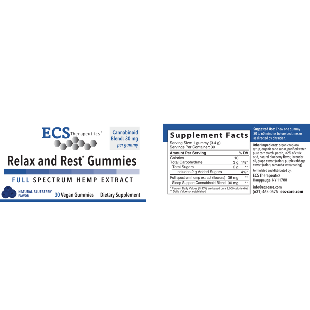 Relax and Rest Gummies (Full Spectrum Hemp) Natural Blueberry