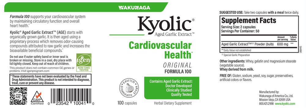 Kyolic Aged Garlic Extract Cardiovascular Formula 100