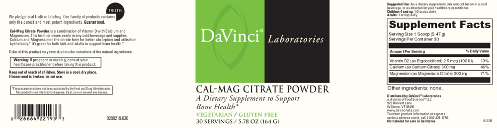 Cal-Mag Citrate Powder