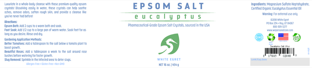Epsom Salt, Eucalyptus, Pharmaceutic-Grade