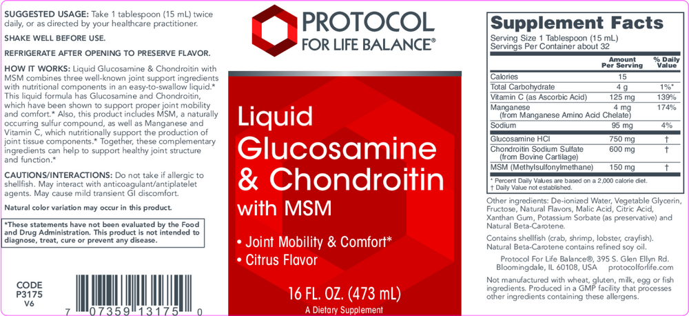 Glucosamine and Chondroitin Liq + MSM