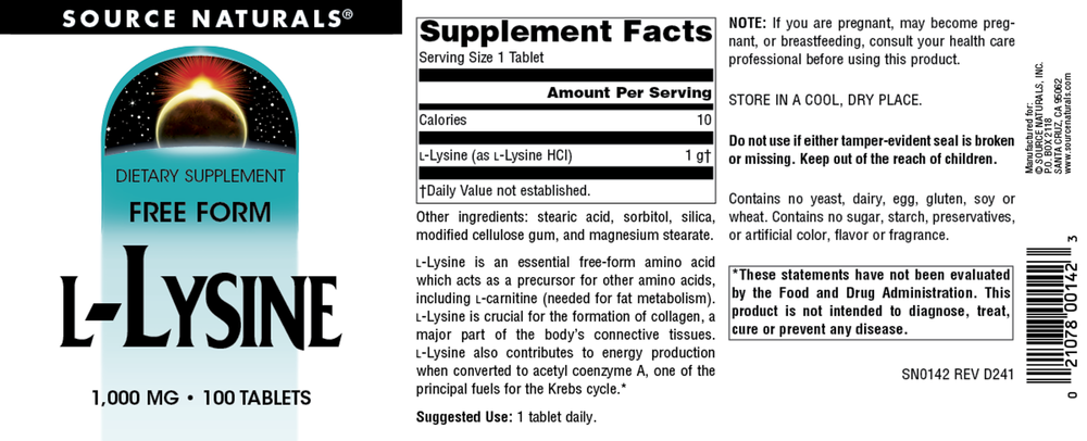 L-Lysine 1,000mg