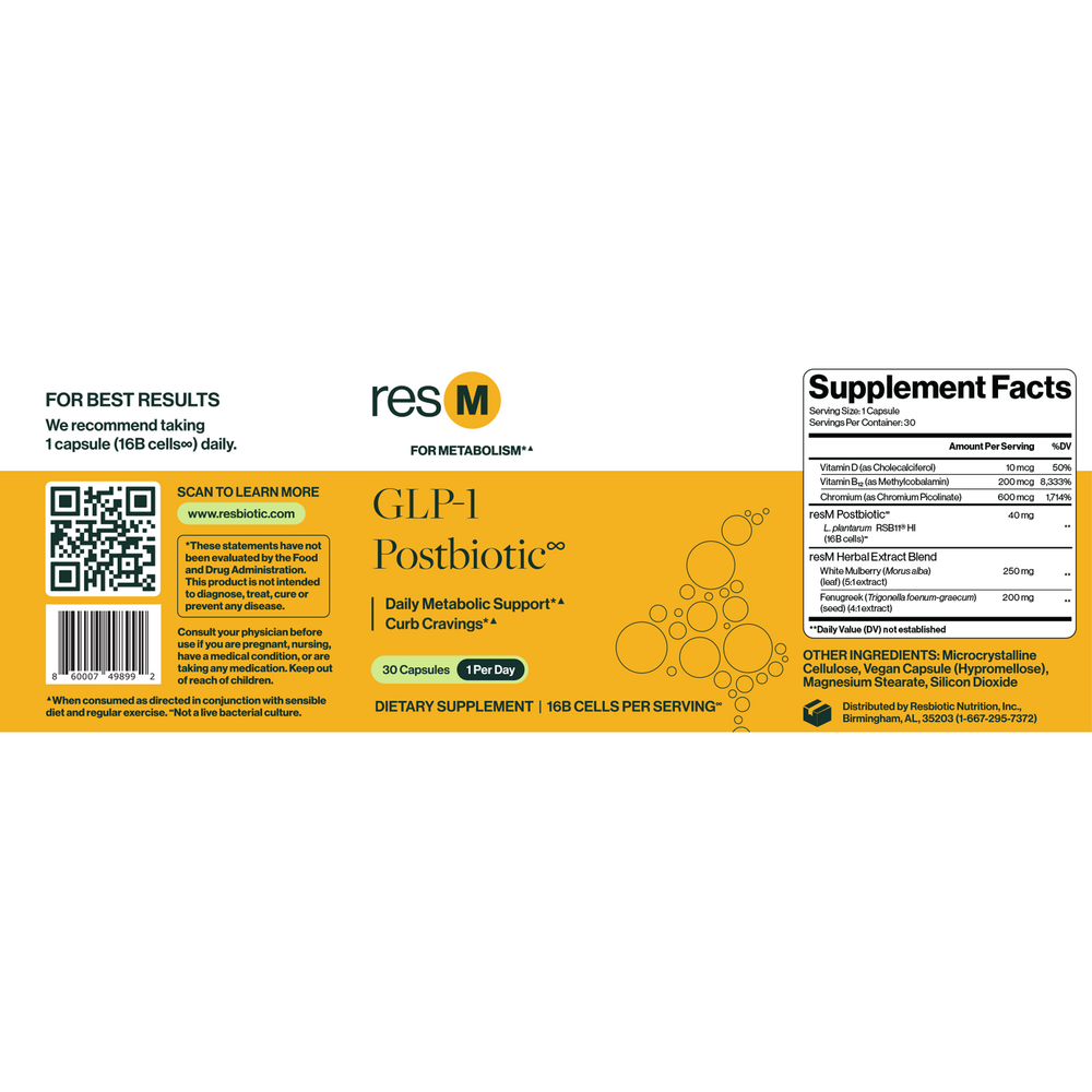 PRO resM GLP-1 Support Postbiotic 2-Pack of 30 Capsules