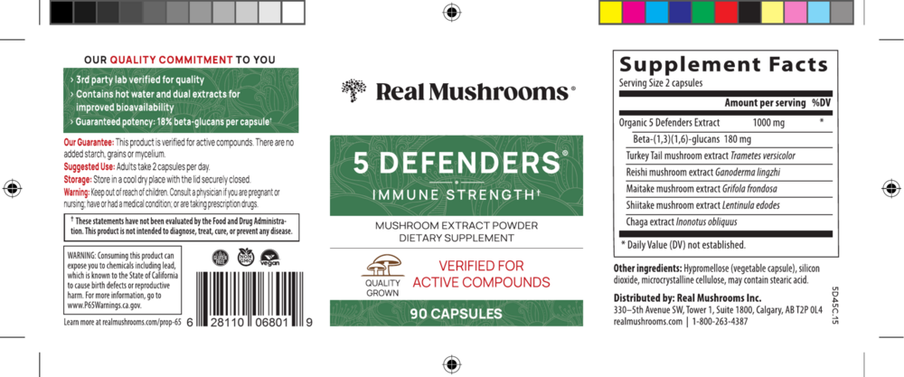 5 Defenders™ Mushroom Extract Blend Powder Capsules