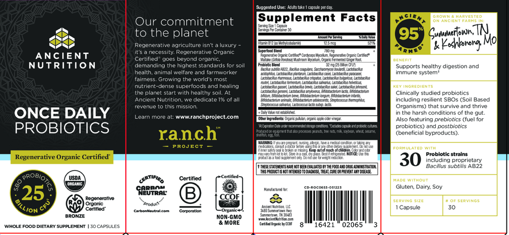 Regenerative Organic Certified Once Daily Probiotics 25B