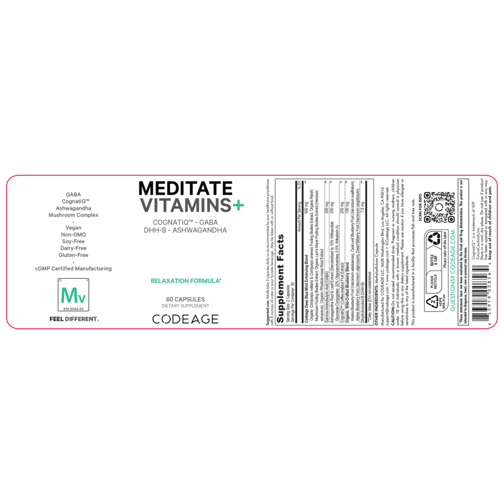 Meditate Vitamins - Stress Anxiety & Cortisol