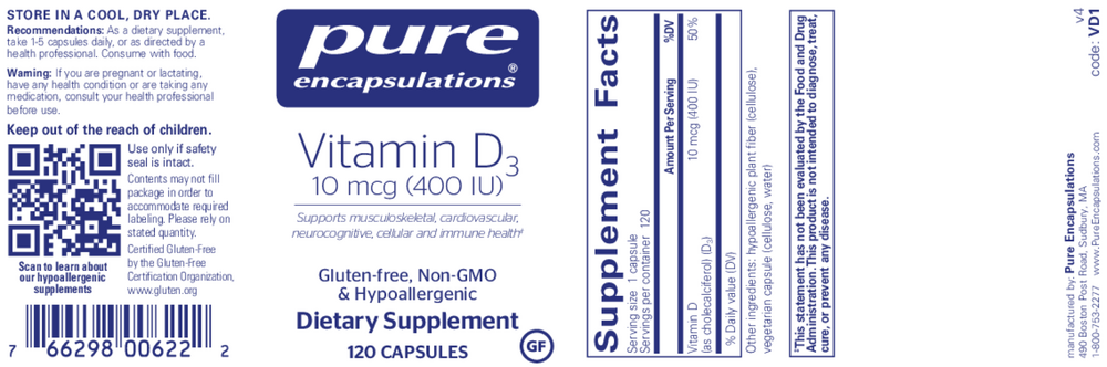Vitamin D3  10mcg (400IU)