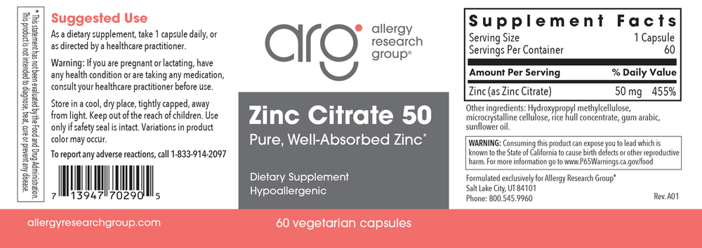 Zinc Citrate 50mg