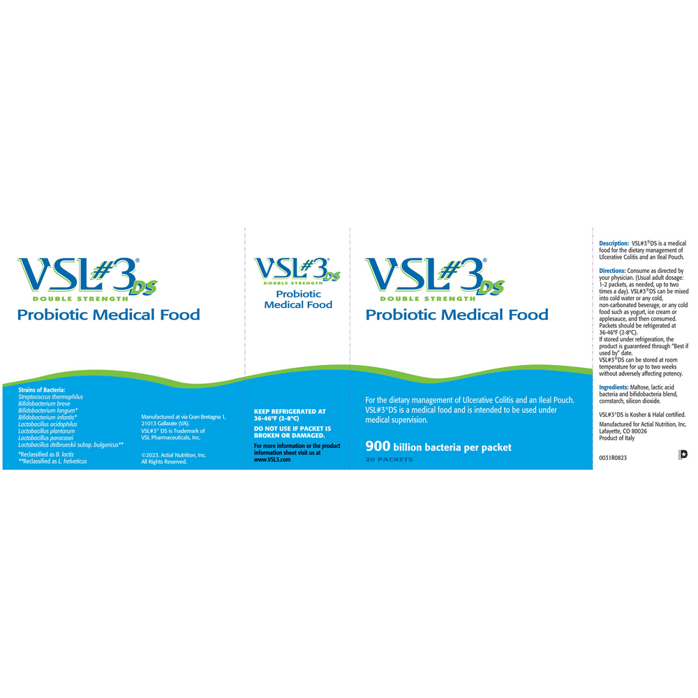 VSL#3® High-Potency, Multi-Strain, Unflavored, Double-Strength Probiotic Powder (900B CFU)