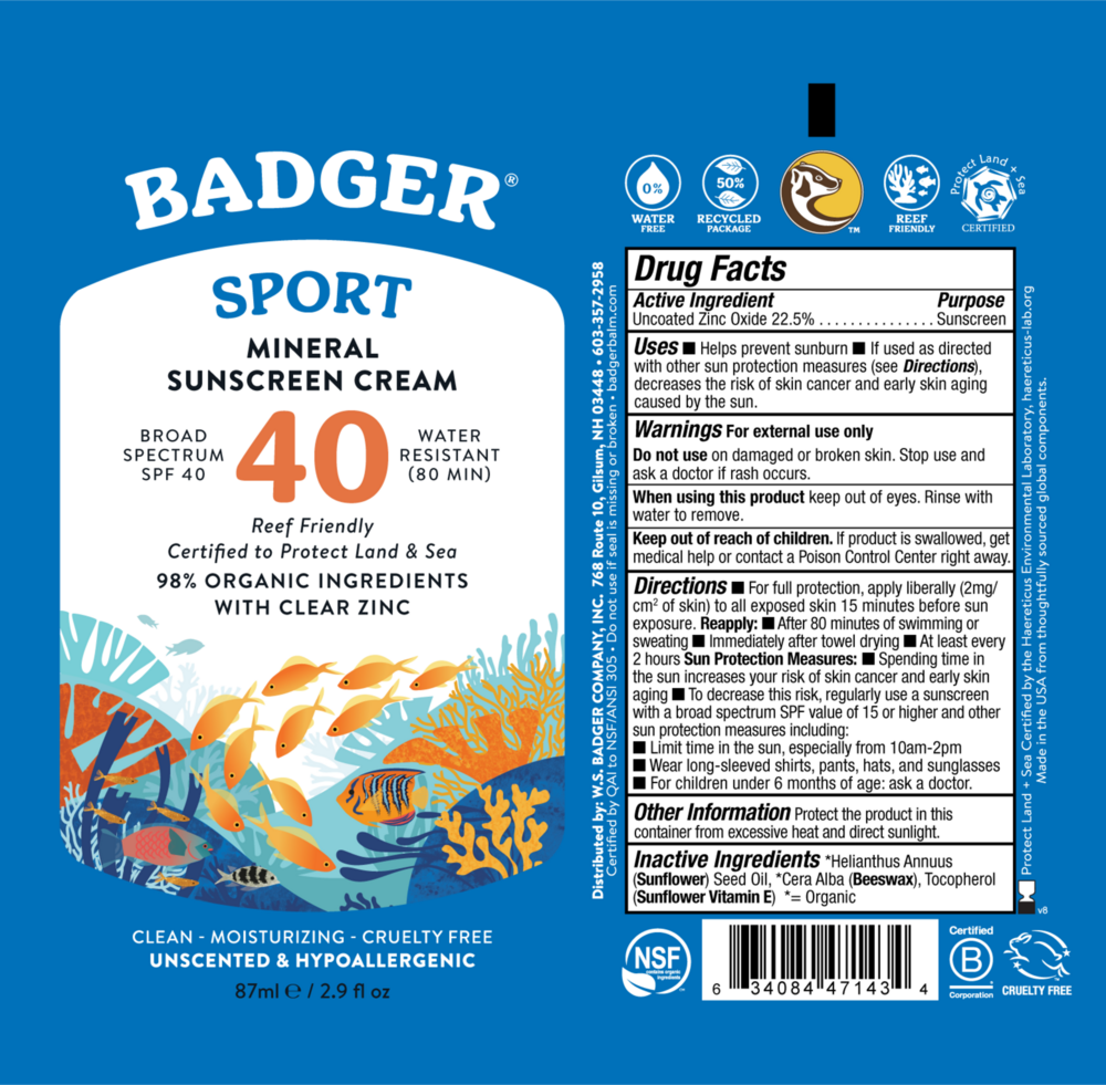 Badger SPF 40 Sport Mineral Sunscreen Cream