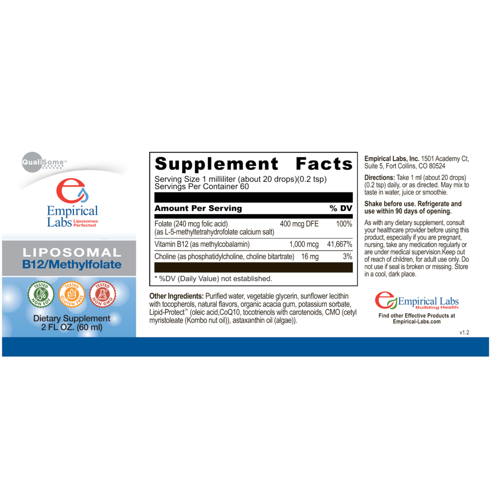 Liposomal B12/Methylfolate