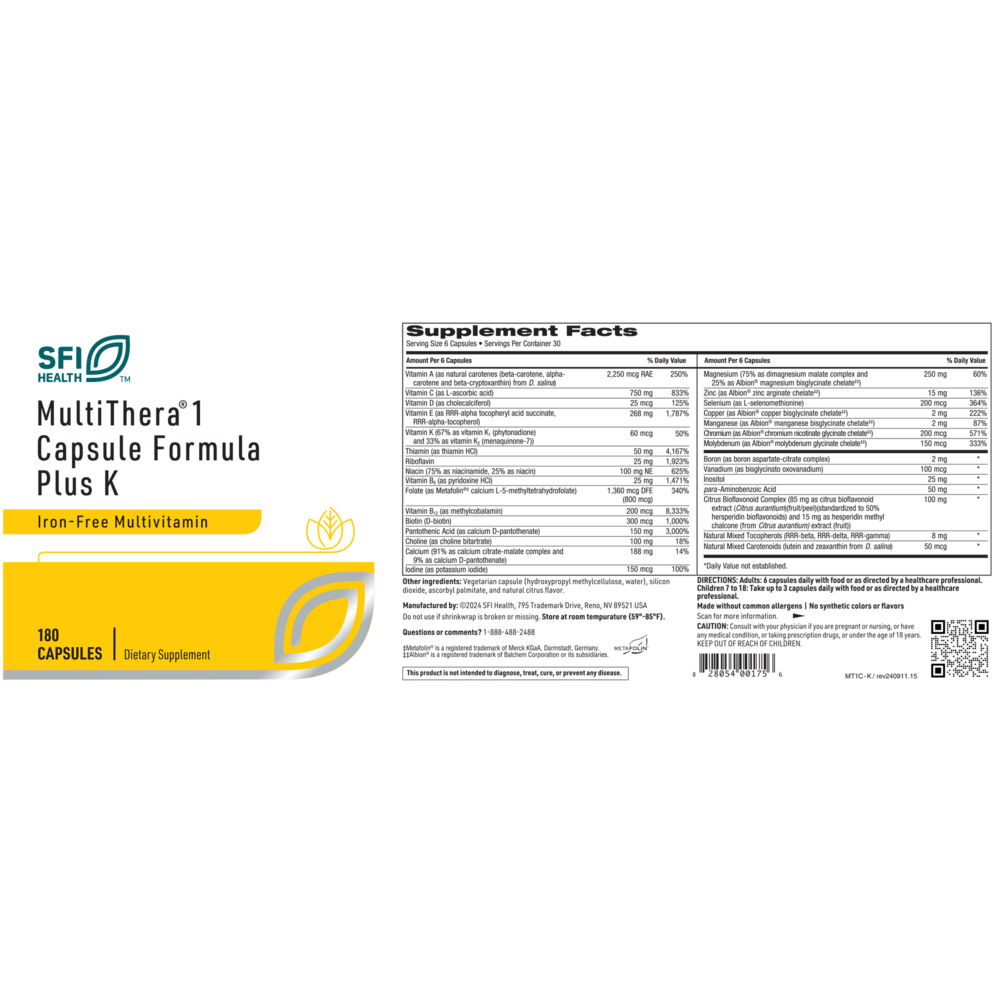 MultiThera®1 Capsule Formula plus K
