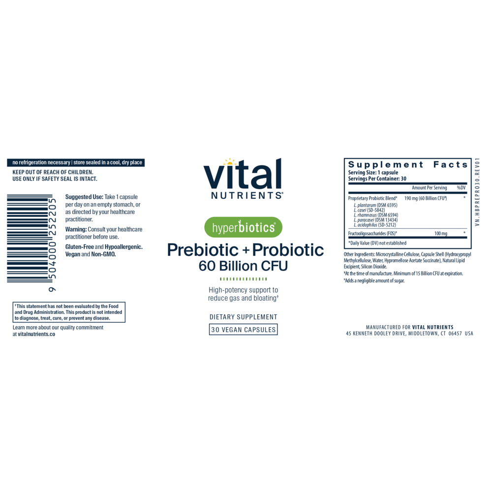 Hyperbiotics Prebiotic + Probiotic 60 Billion CFU