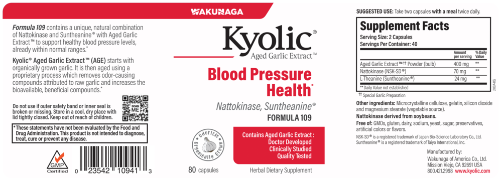 Kyolic Aged Garlic Extract Formula 109 - Blood Pressure Health