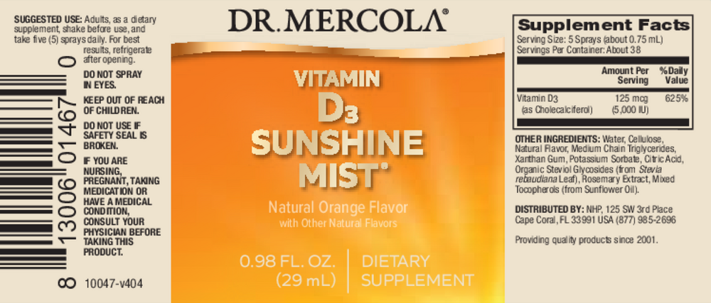 Vitamin D Sunshine Mist Spray