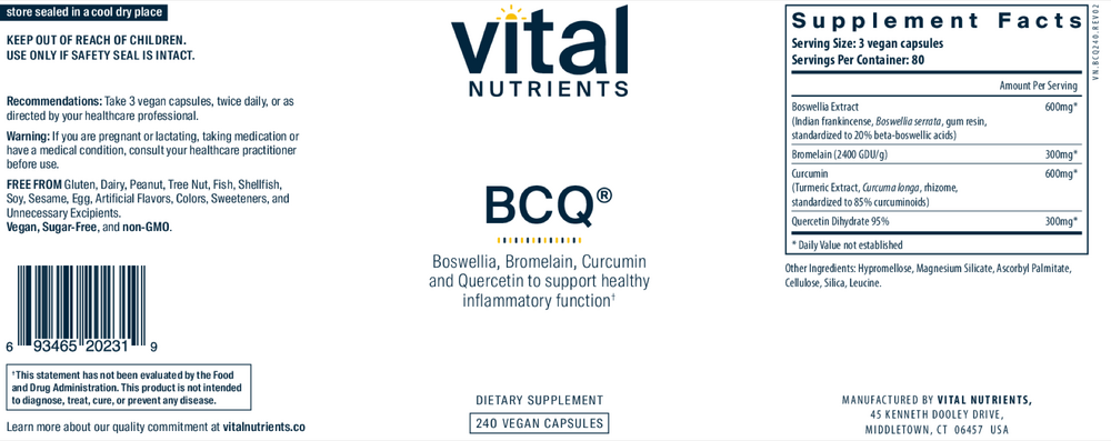 BCQ: Bromelain, Curcumin and Quercetin