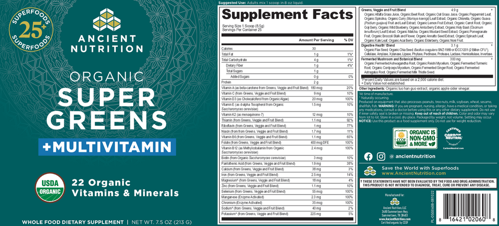 Organic SuperGreens + Multivitamin - Powder