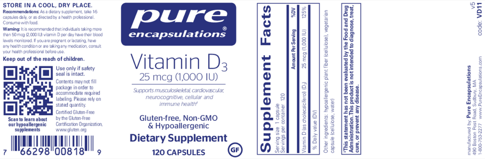 Vitamin D3  25mcg (1,000IU)