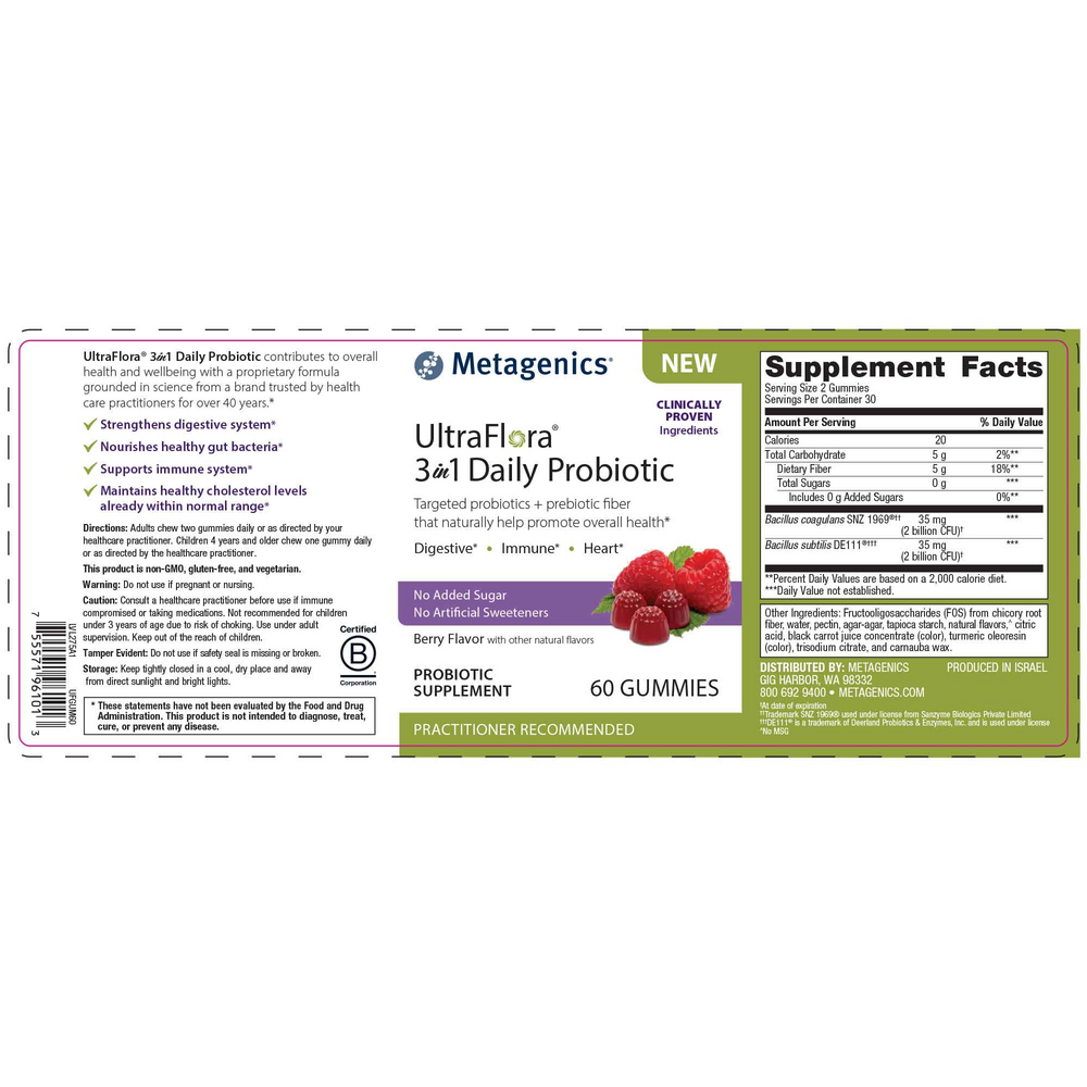 UltraFlora 3 in 1 Daily Probiotic, Berry