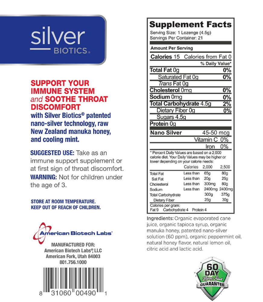 Silver Lozenges with Manuka Honey