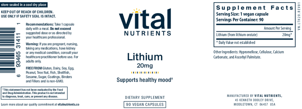 Lithium (orotate) 20mg