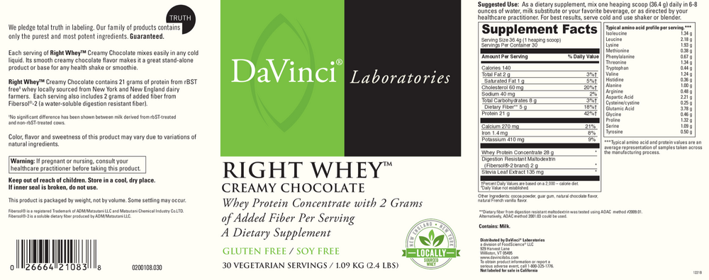 Right Whey, Creamy Chocolate