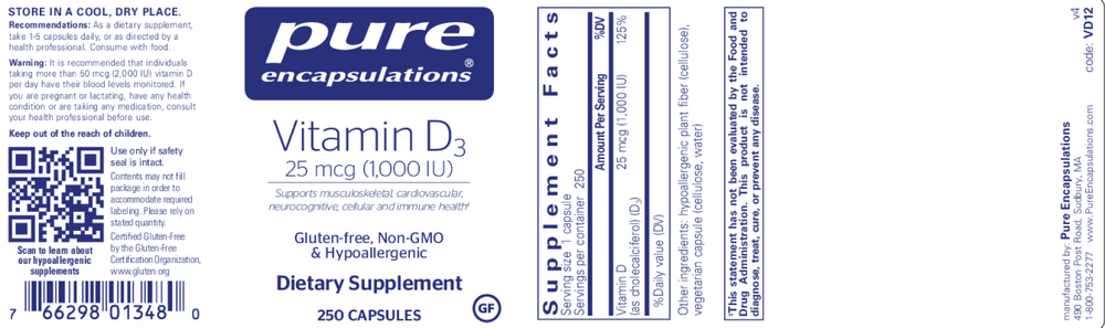 Vitamin D3  25mcg (1,000IU)