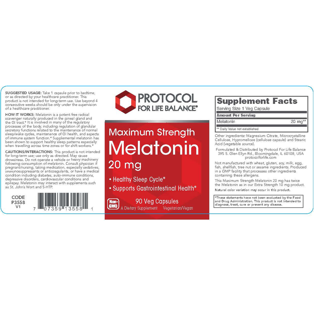 Melatonin Maximum Strength 20 mg