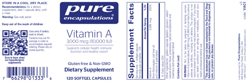 Vitamin A 3,000mcg (10,000IU)