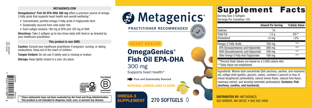 OmegaGenics® EPA-DHA 300 Fish Oil
