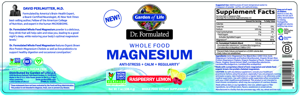 Dr. Formulated Whole Food Magnesium Raspberry-Lemon