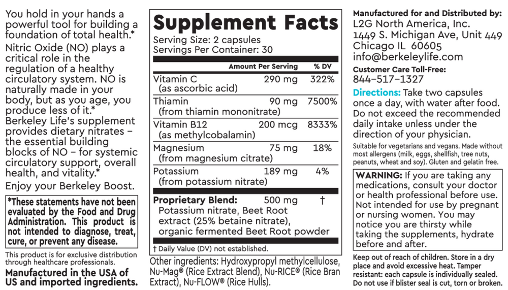 Berkeley Life Nitric Oxide Support
