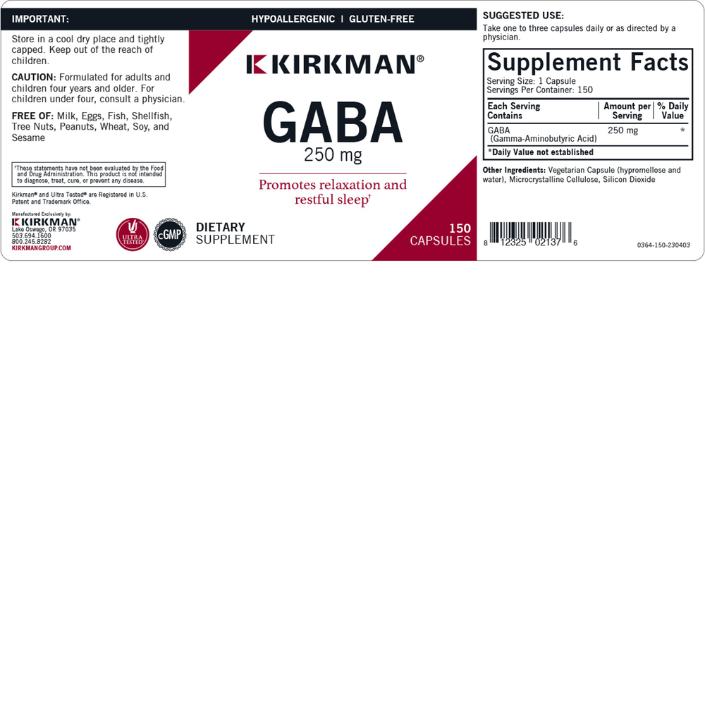 GABA 250 mg Capsules - Hypoallergenic