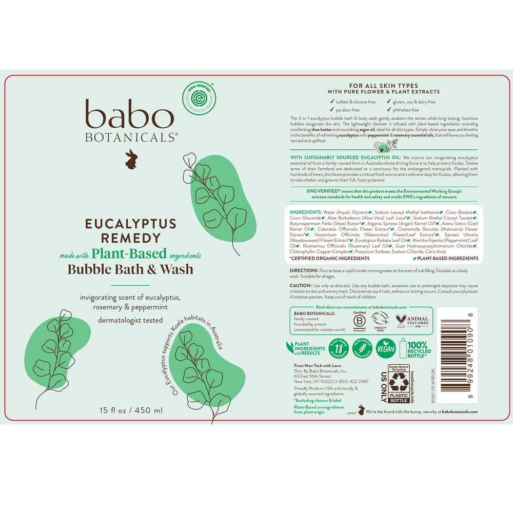 Eucalyptus Remedy Shampoo, Bubble Bath &