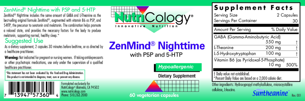 ZenMind Nighttime with P5P and 5-HTP