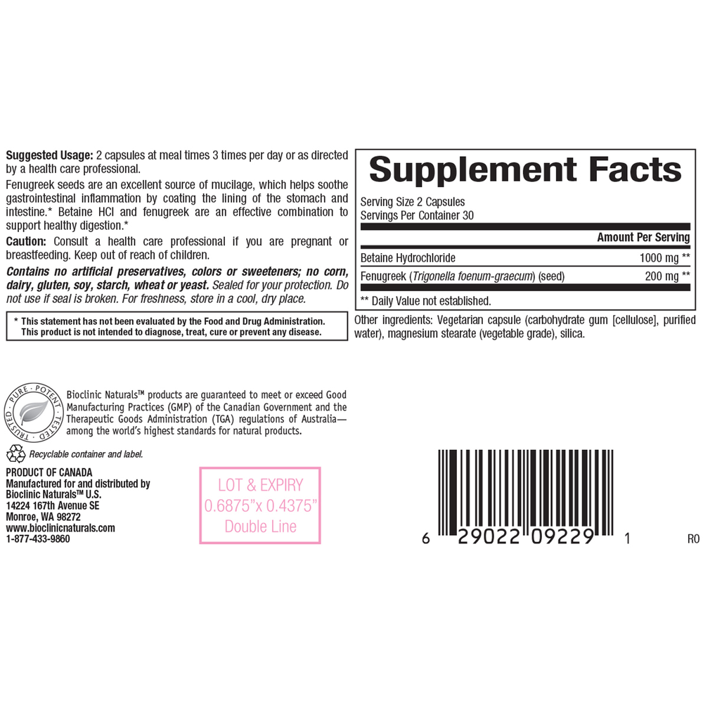 Betaine HCI w/ Fenugreek